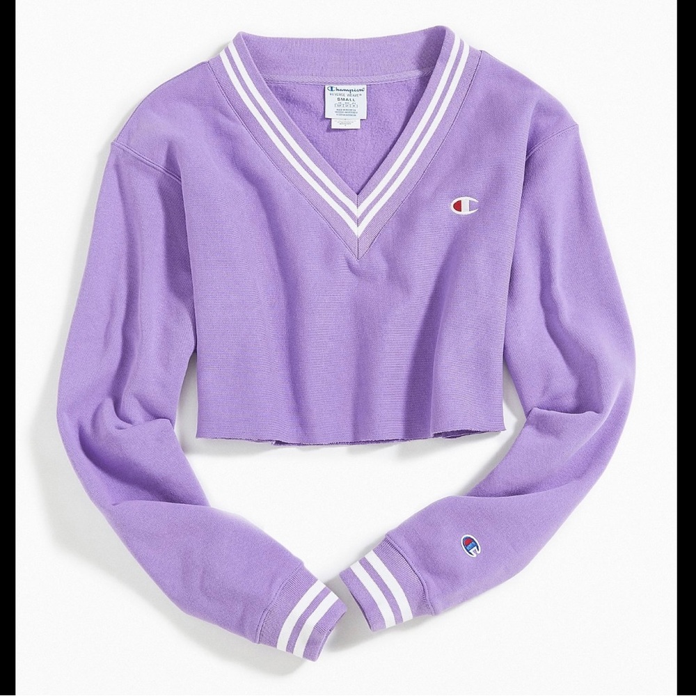 Purple varsity crop sweatshirt